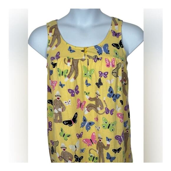 Nick & Nora Yellow Sock Monkey Butterfly Nightgown Size Small - Picture 3 of 9